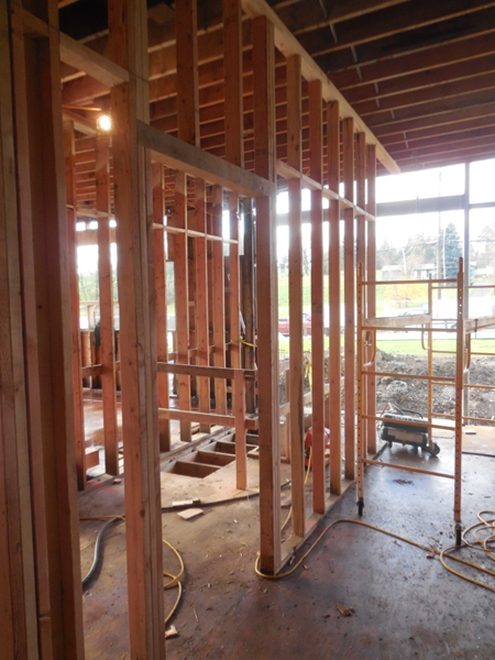 Office area framing work at Station 69