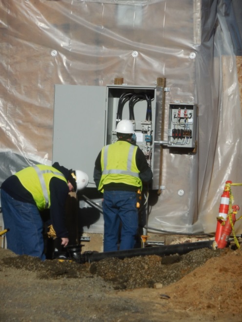 Workers at Station 69 during construction