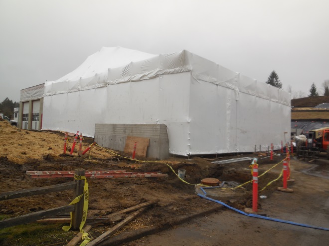 Exterior of the building tent at Station 69