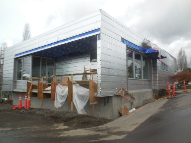 Outdoor patio construction at Station 64