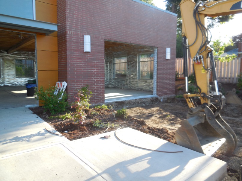 Exterior construction work at Station 70