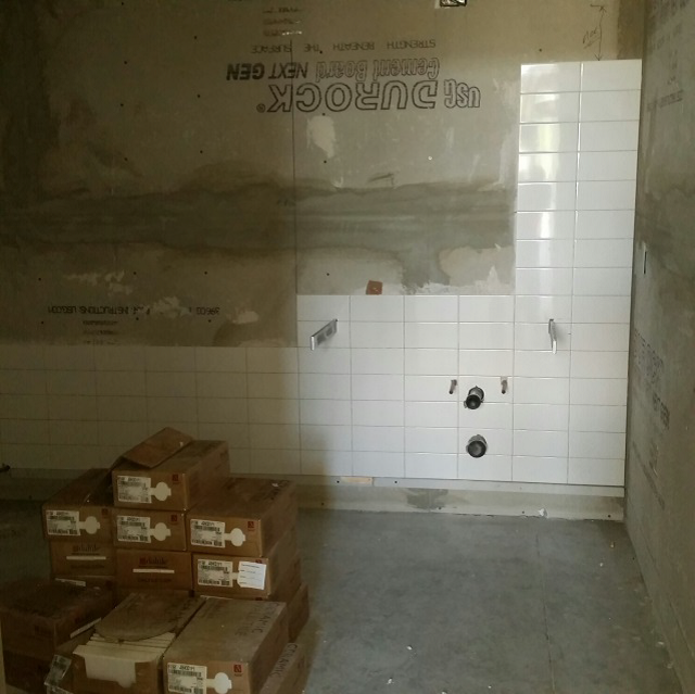Shower area under construction