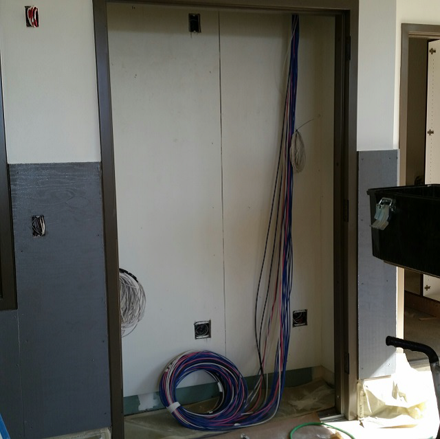 Information technology closet under construction