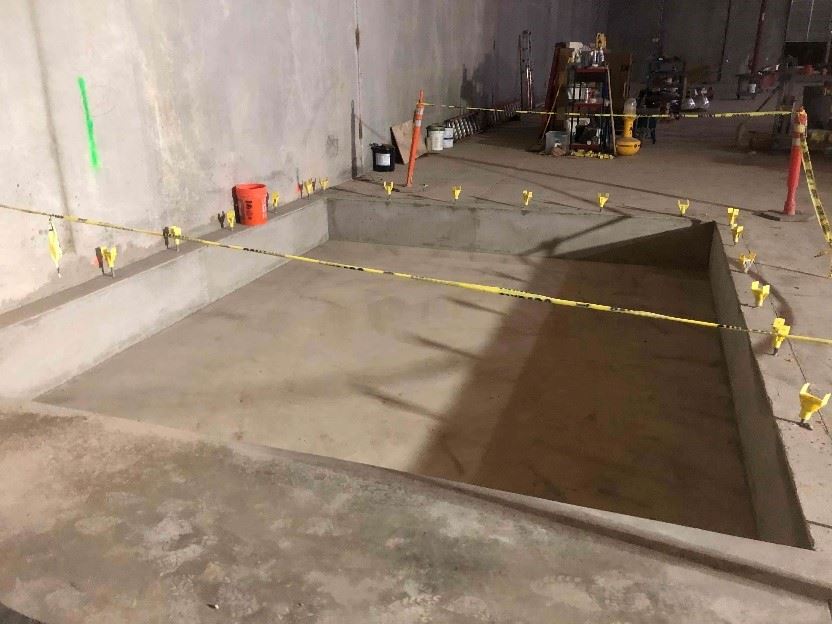 Logistics Service Center Depressed Slab in Fluids Room