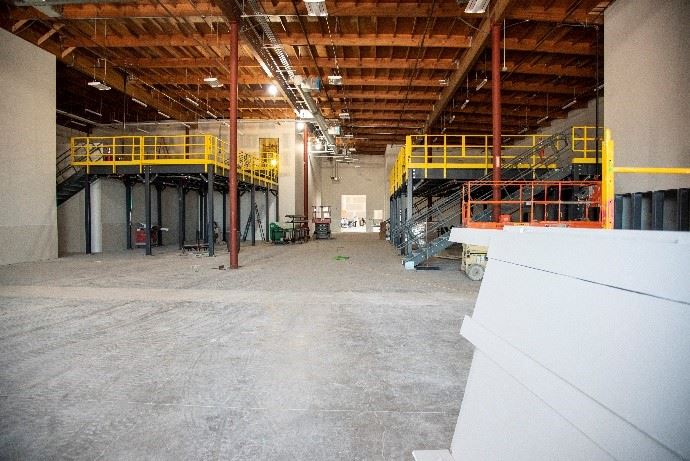 Painted walls in supply warehouse