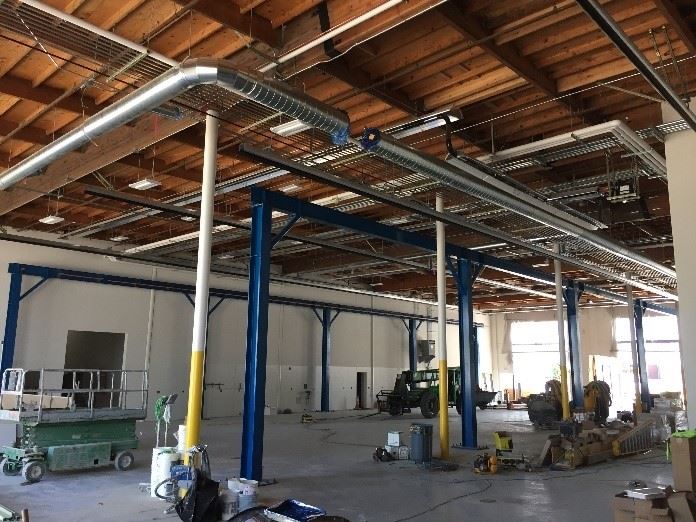 Beginning installation of fleet bay crane system