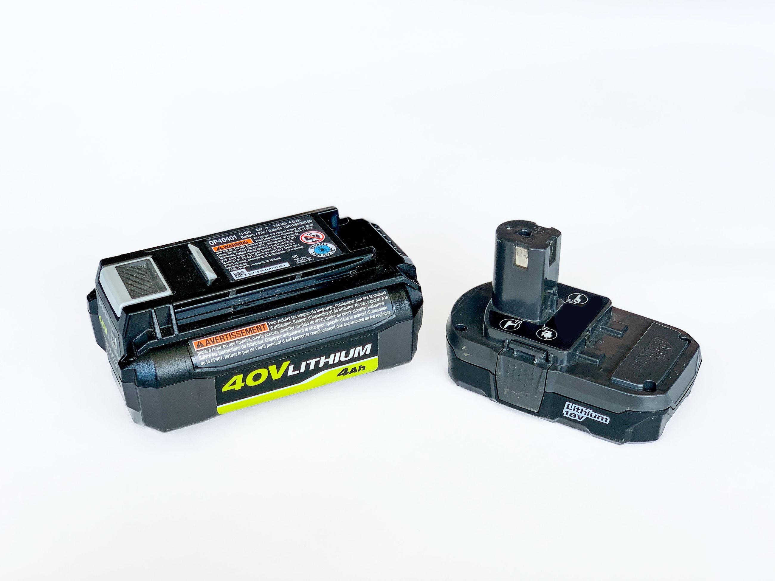 two lithium ion batteries for power tools